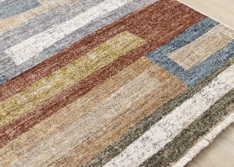 Macey Modern Grey Blue Red Sophisticated Area Runner - 2'0\" x 7'10\"