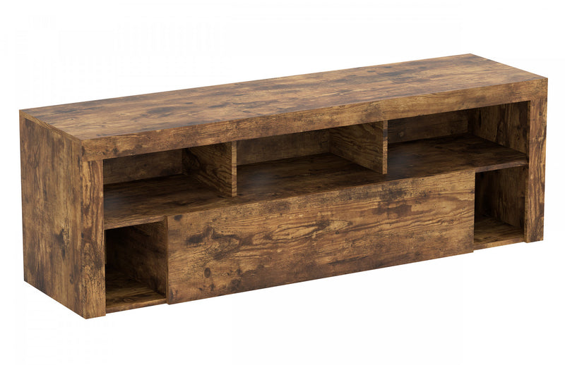 59” TV Stand With 1 Big Drawer and 5 Shelves - Brown Reclaimed Wood 