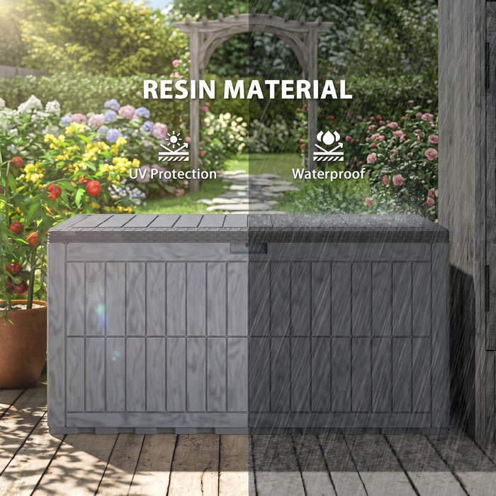 Outsunny 220 Gallon Resin Deck Box, Lockable Outdoor Storage Box