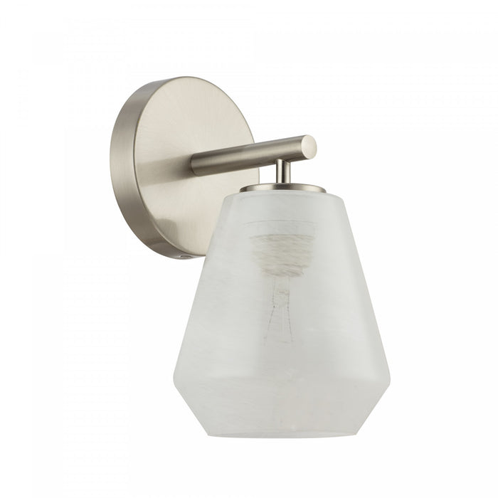 Brooke 1 Light Wall Sconce, Brushed Nickel With Wispy White Glassware