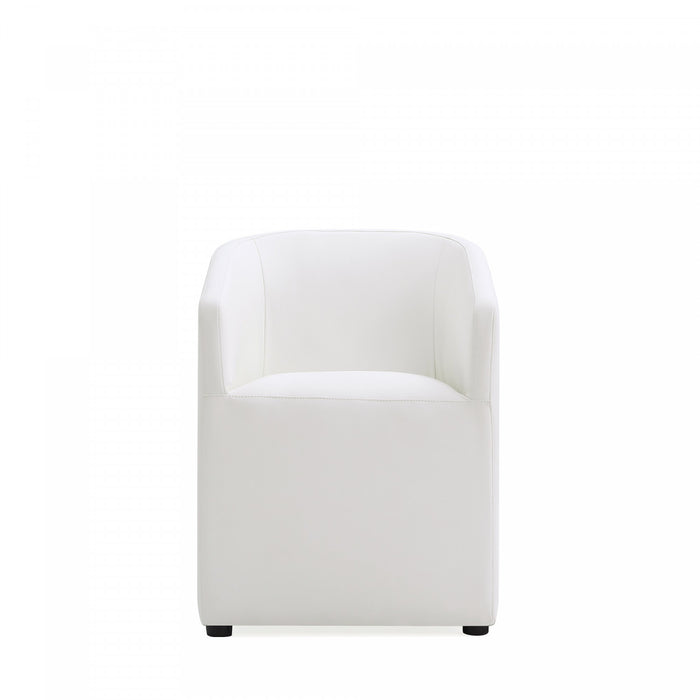 Anna Round Modern Vegan Leather Armchair in White - Set of 2