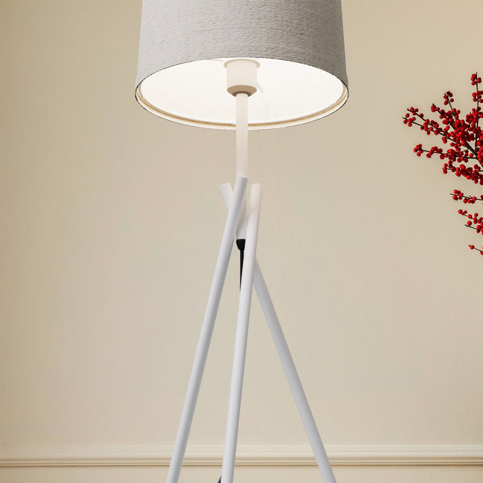 26\" White Sleek Crossed Legs Table Lamp with Fabric Shade 