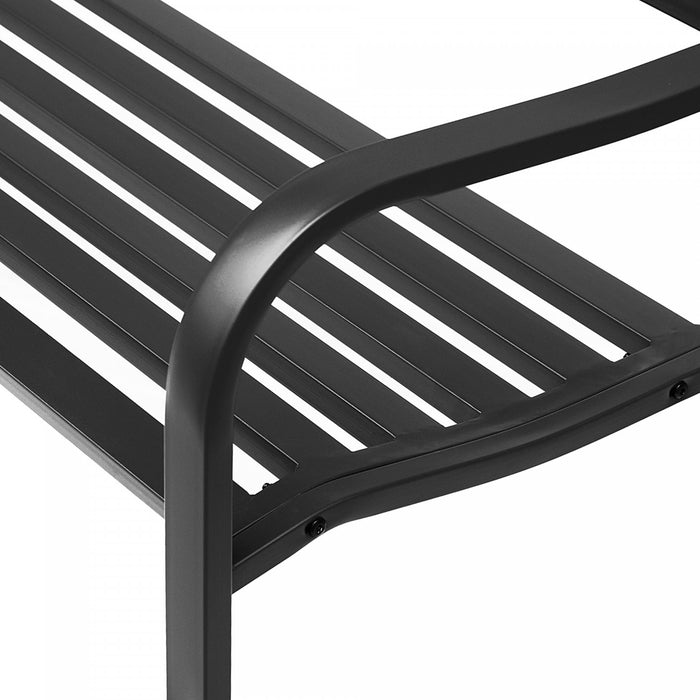 Outsunny 50\" Outdoor Metal Garden Bench With Vintage Bird Pattern, Black