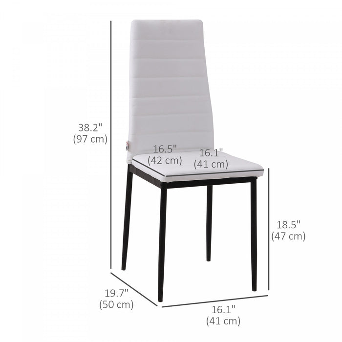 HOMCOM Dining Chairs Set of 4, Linen Fabric Upholstered Accent Chairs White