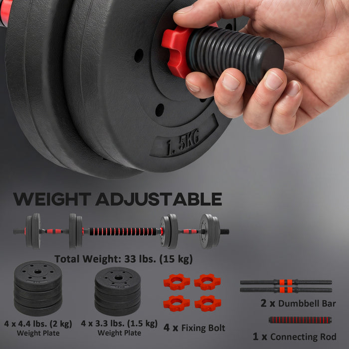 Soozier 33lbs Adjustable Dumbbells Weight Set for Body Fitness