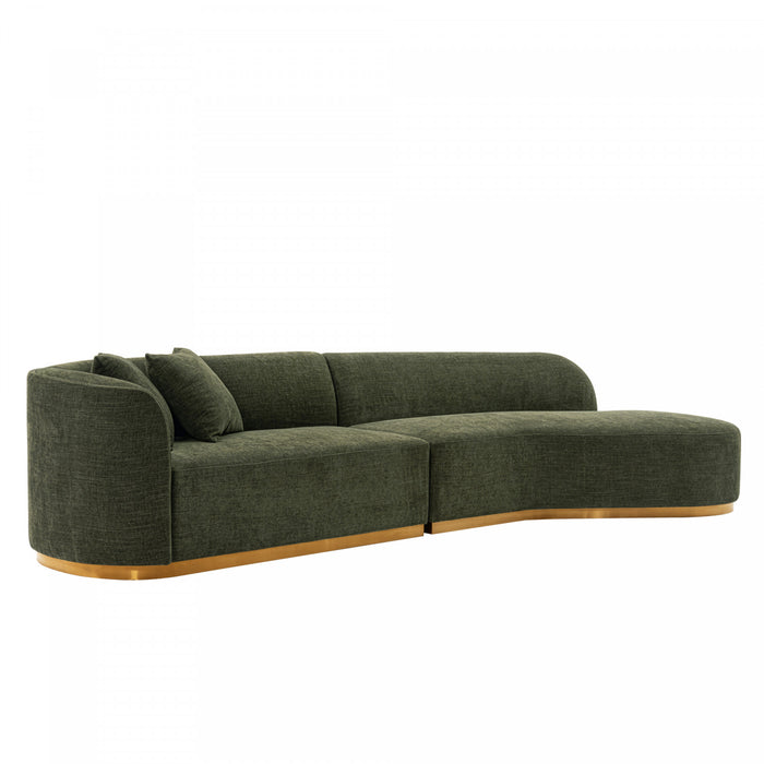 Daria Modern 132\" Chenille Sectional in Olive Green