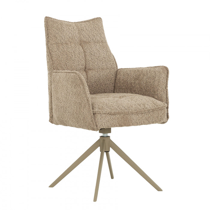 Elowen Taupe Upholstered Swivel Dining Armchair (Set of 2)