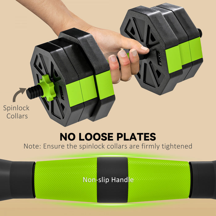 Soozier 6-in-1 Adjustable Dumbbell Set, 44lbs Free Weights Set, Green