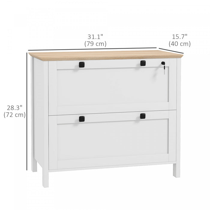 HOMCOM 2 Drawer Lateral File Cabinet for Letter, A4, Legal Size, White