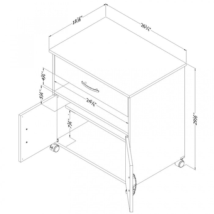 Axess Printer Cart On Wheels - Pure White 