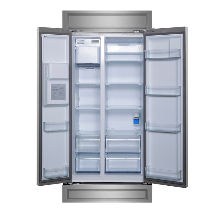 Forno Salerno 36-inch Side-by-Side Refrigerator in Stainless Steel with Grill, 20 cu.ft - FFRBI1844-40MG