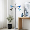 Skye 5 Light Adjustable Gooseneck Floor Lamp, Multi Blues, White, & Silver, 67"H | Skye Lampadaire a 5 lumieres avec cols de cygne reglables, Bleu multicolore, Blanc et Argent, 67 po H