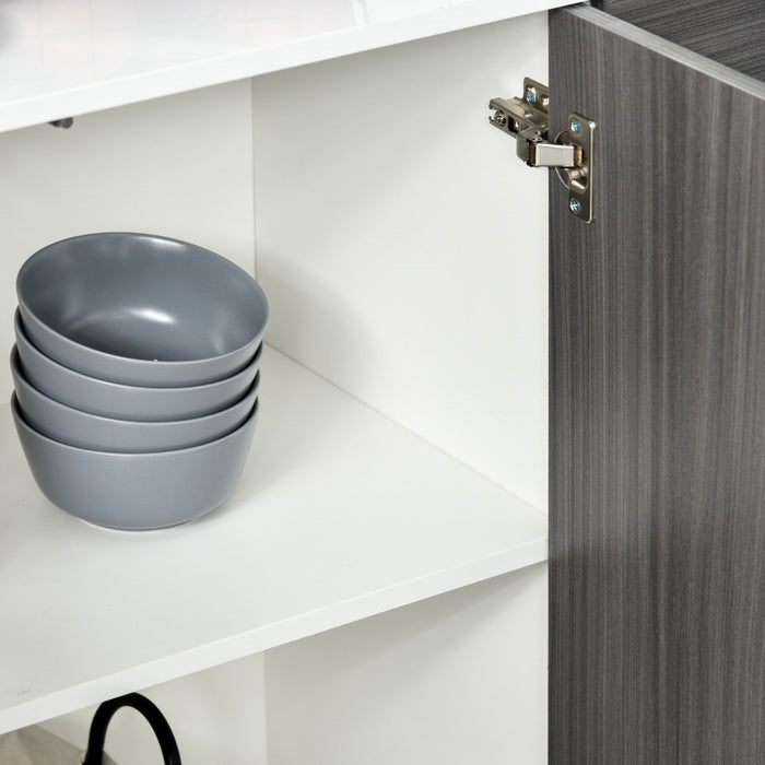 HOMCOM Kitchen Sideboard with Push-Open Drawers and Storage Cabinets, Grey