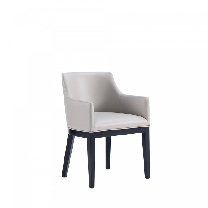 Gansevoort Modern Wood Vegan Leather Armchair in Light Gray - Set of 2