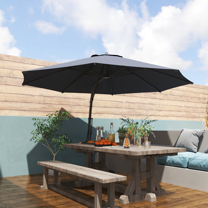 Outsunny 11ft Aluminium Cantilever Patio Umbrella With 360° Rotation Upf50+