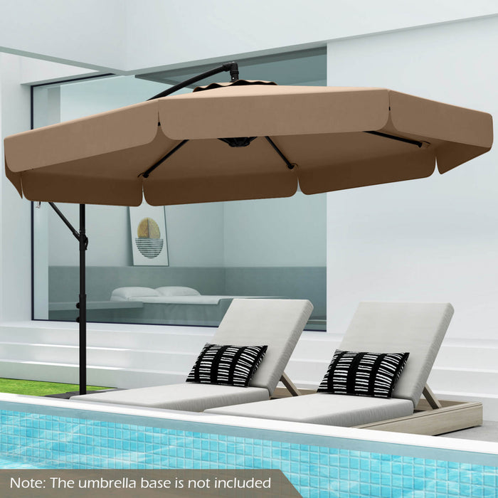 Costway 10 FT Offset Hanging Umbrella Patio Cantilever Umbrella with Cover Brown