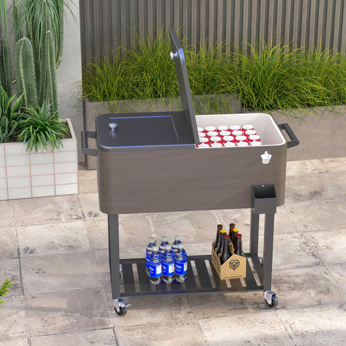 Outsunny 67-Qt Patio Cooler Cart with Bottle Opener, Rolling Ice Chest