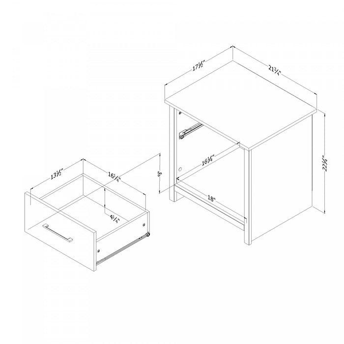 Fernley 1-Drawer Nightstand - White Pine