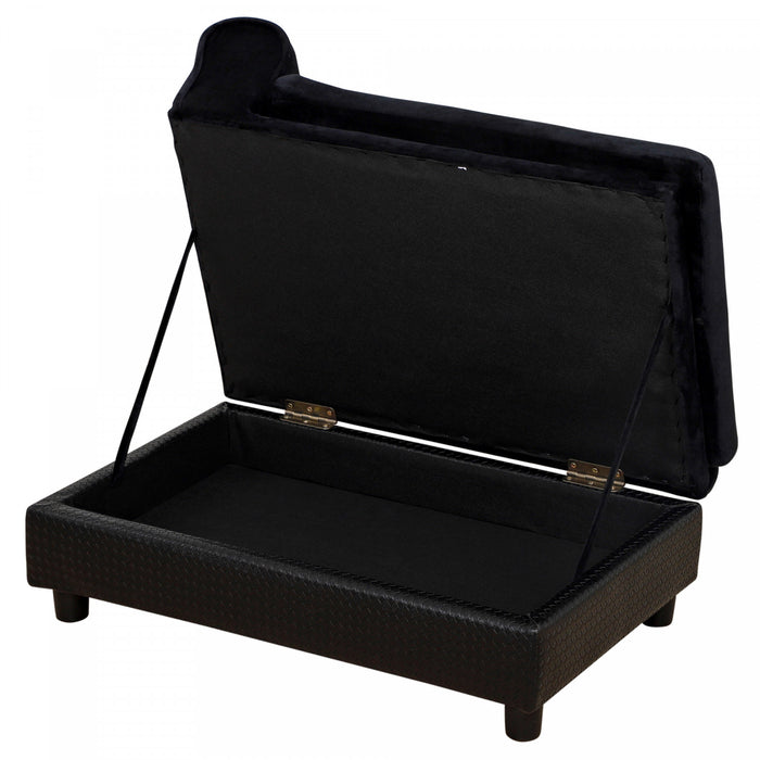 Pawhut Pet Sofa Dog Couch Chaise Lounge Pet Bed With Storage Function Small Sized Dog Various Cat Sponge Cushioned Bed Lounge, Black