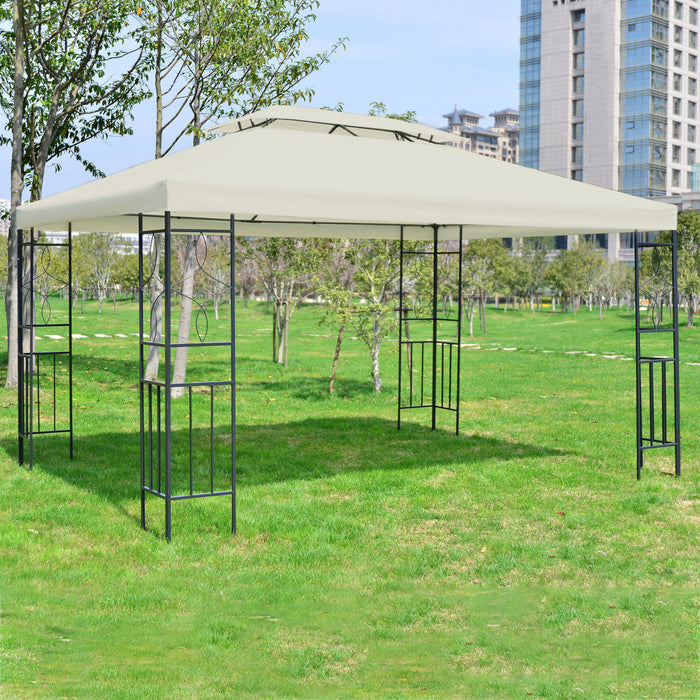 Outsunny 10x13ft Sun Shelter Patio Steel Gazebo Outdoor Party Event Canopy Vented Roof Cream White