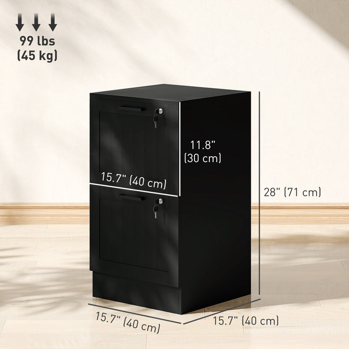 HOMCOM 2 Drawer File Cabinet with Lock Filing Cabinet for A4 Letter Black