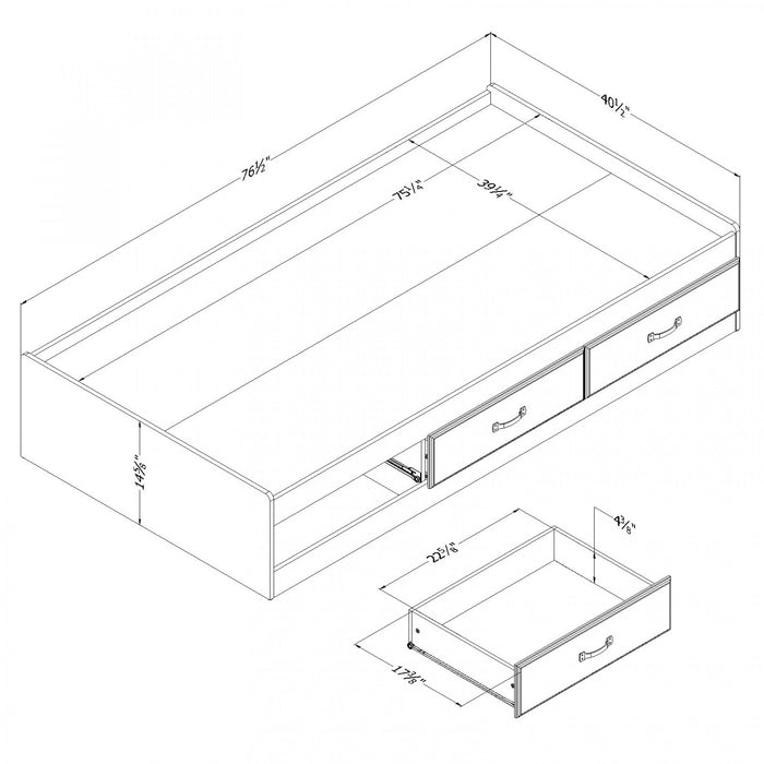 Ulysses Mate's Platform Storage Bed with 3 Drawers Fall Oak - South Shore Twin Bed