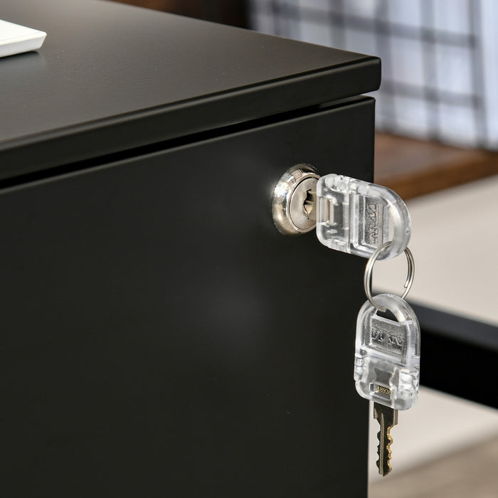 Vinsetto 2 Drawers File Cabinet On Wheels Lockable For Home Office