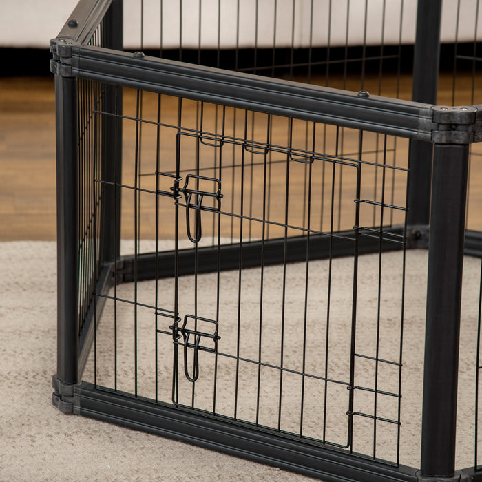 Pawhut Dog Playpen, 6 Panels 24.5\" Heavy Duty Pet Playpen, Foldable Dog Exercise Pen With Door Indoor Outdoor, Black