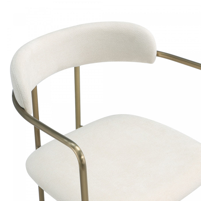 Serene Mid-Century Modern Metal Upholstered Dining Chair in Alabaster