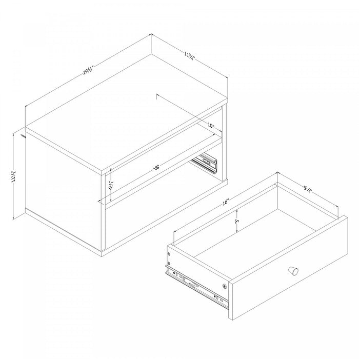 Sazena Led Floating Nightstand - Pure White 
