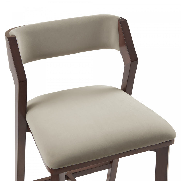 Patricia Modern Wood Upholstered Counter Stool in Linen Bar Stool