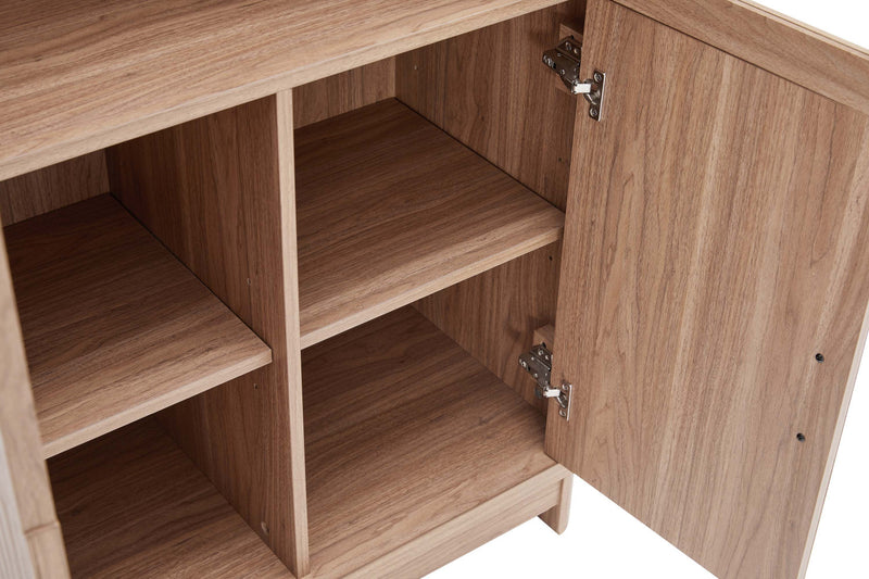 Jodie Mid-Century Modern 31\" Bookcase Cabinet in Maple (6-Shelf) - Set of 2