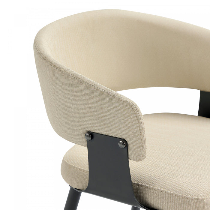 Luce Modern Textured Vegan Leather Metal Dining Chair in Sand - Set of 4
