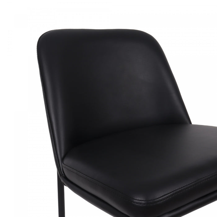Loft Contemporary Vegan Leather Metal Counter Stool in Black - Set of 2