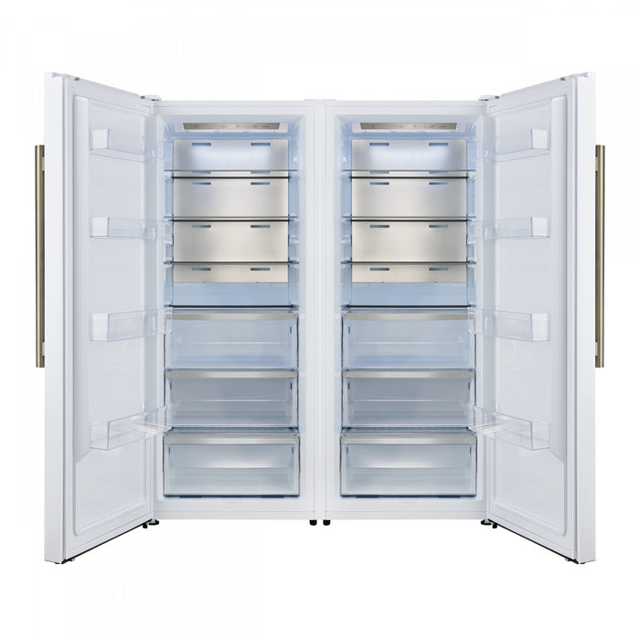 Forno Maderno 60 Inch Convertible Refrigerator/Freezer in White, Trim Grill, 27.2 cu.ft - FFFFD1722-60SG-WHT