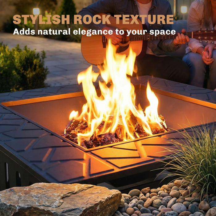Outsunny Outdoor Fire Pit with Fire Poker, Wood Burning Firepit, Black