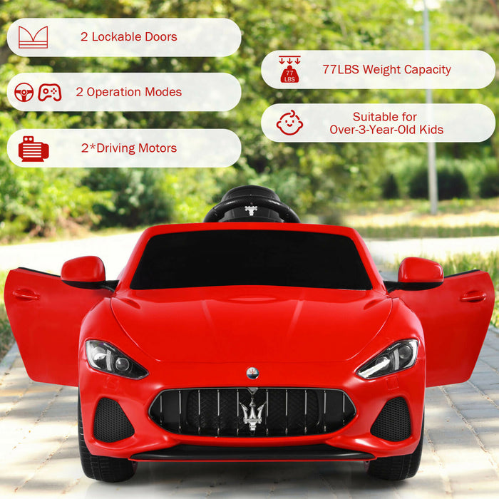12v Kids Ride On Car Licensed Maserati Grancabrio W/remote Control & Music Red