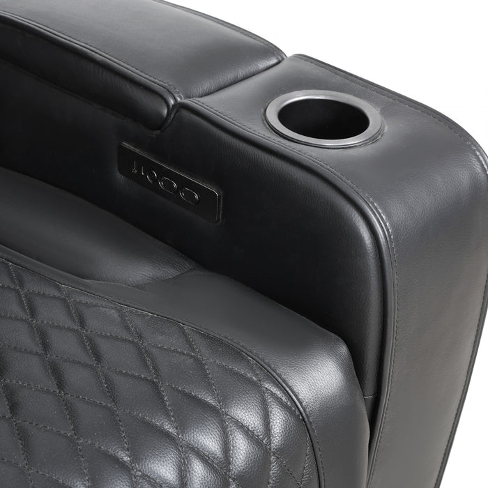 Kingsley 78 in. Leather Match Power Reclining Sofa with Storage Console and USB - Black