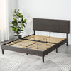 Denna Upholstered Platform Bed with Headboard in Dark Grey - Full Size | Denna lit plateforme rembourré avec tête de lit gris foncé - Double
