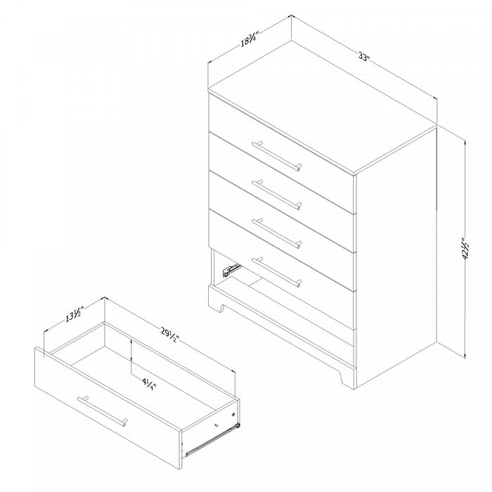 Barcelo 5-Drawer Chest Nordik Oak - South Shore