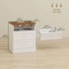 HOMCOM Nightstand with Charging Station Set of 2, White and Oak