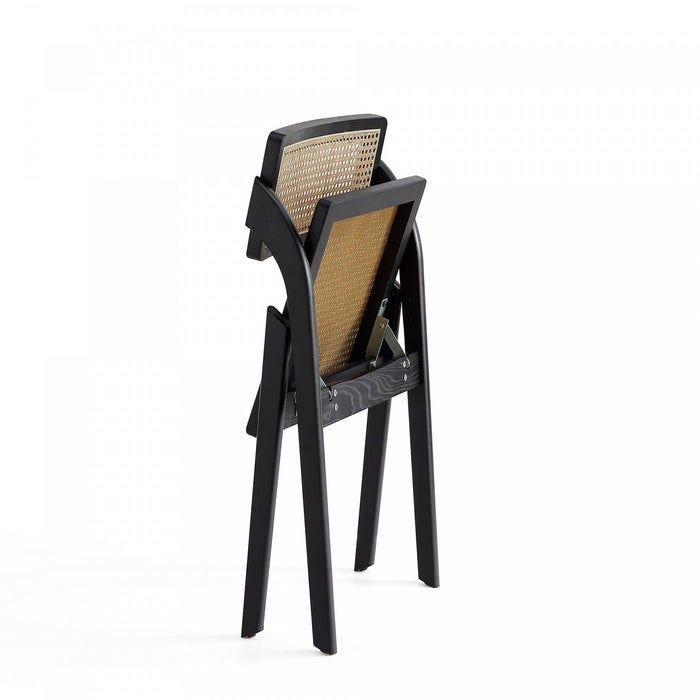 Lambinet Industry Chic Wood Folding Chair in Black and Natural - Set of 4 Dining Chair