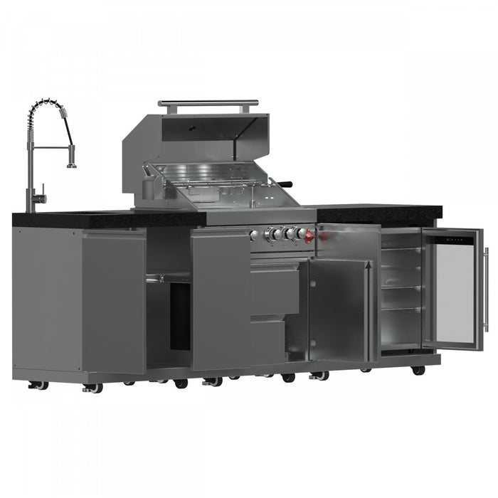 FORNO Bulnes Outdoor Kitchen 60,000 BTU Stainless Steel BBQ with Black Granite Countertops - FODKT2506BLK
