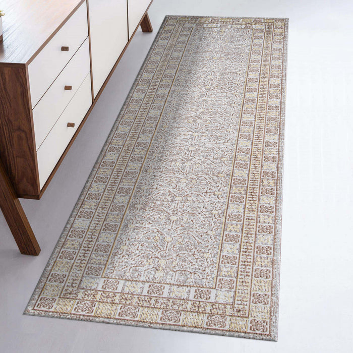 Valeria Traditional 2'7\" x 8'0\" Runner Rug in Grey Indoor Area Rug
