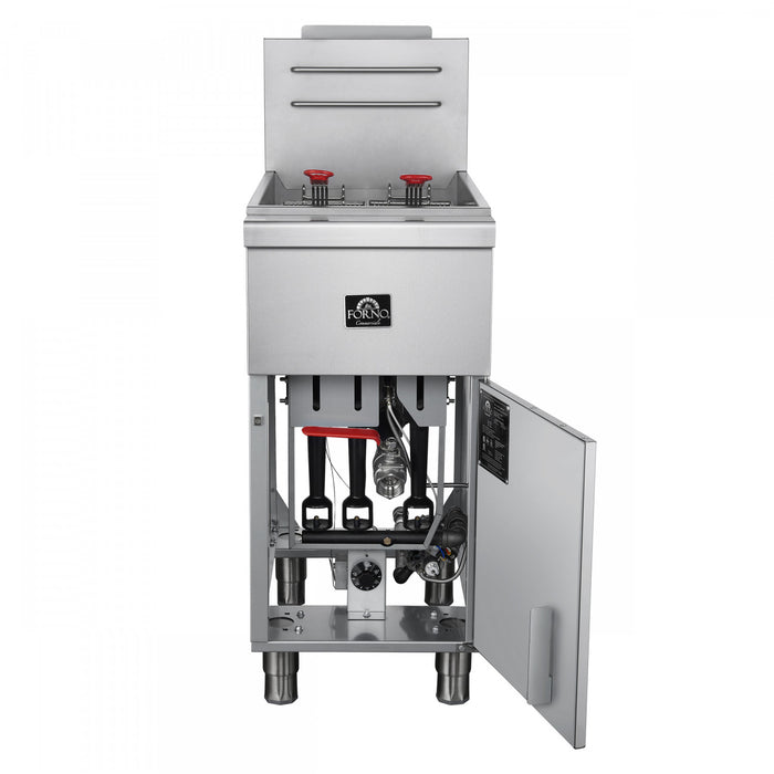 FORNO Commerciale Propane Gas Deep Fryer, 3 Burners 90,000 BTU, 40 lbs Oil Capacity - FCMGF0016
