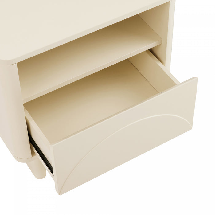 Ella Modern 20\" Nightstand in Cream (1-Drawer) - Set of 2
