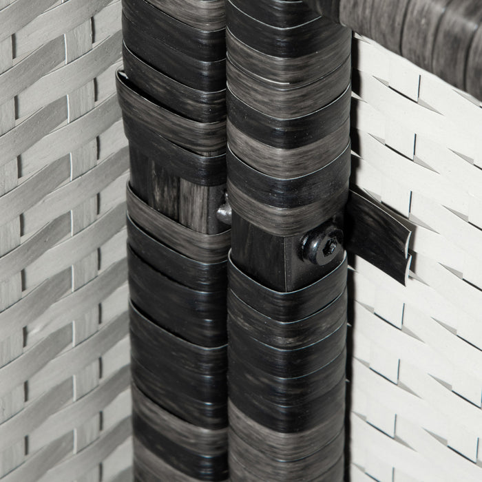 Rolling Pool Storage Rattan Outdoor Storage Wicker Organizer, Grey