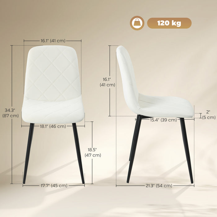 HOMCOM Dining Chairs Set of 4, Kitchen Chair with Metal Legs, Cream