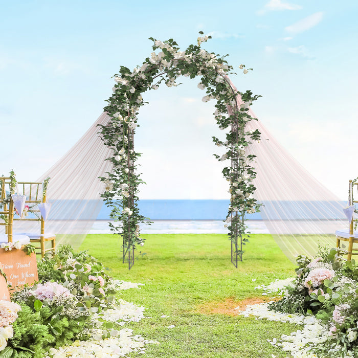 Outsunny 7.5ft Garden Metal Arch Outdoor Walkway Arbor For Decorative Climbing Vine Plants Patio Lawn Courtyard Party Ceremony Decoration Accessories Black