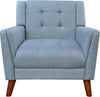 Midway Mid-Century Modern Armchair with Tufted Waffle Stitch, Blue, Walnut | Midway Fauteuil Moderne du Milieu de Siecle a Point Capitonne Gaufre, Bleu, Noyer